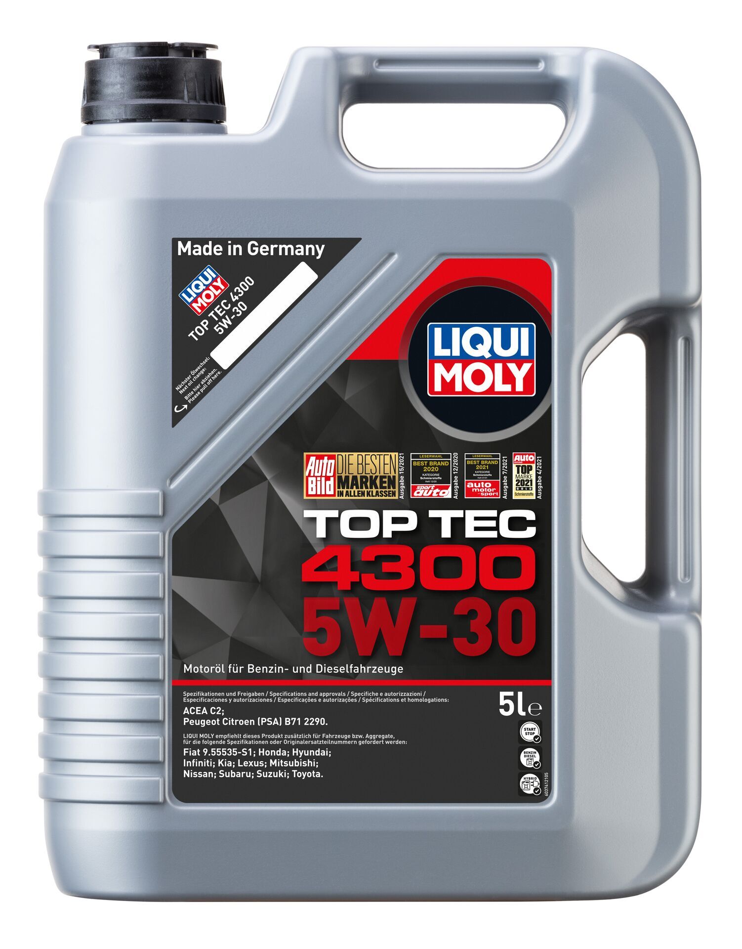 Моторное масло Liqui Moly Top Tec 4300 5w30, SP, RN 17, hc-синтетическое 5л