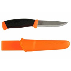 Фото Нож с фиксированным лезвием Morakniv Companion F серрейтор, сталь Sandvik 12С27, рукоять резина/пластик