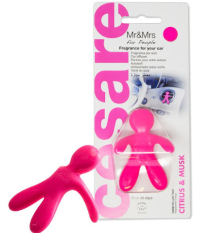 Mr&Mrs Fragrance Ароматизатор для автомобиля CESARE BLISTER фуксия CITRUS & MUSK Цитрус и мускус