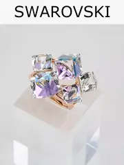 Кольцо коктейльное Мираж с сиреневыми кубиками Swarovski