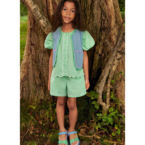 Блуза Stella McCartney Kids Scalloped Edge Puff Sleeve