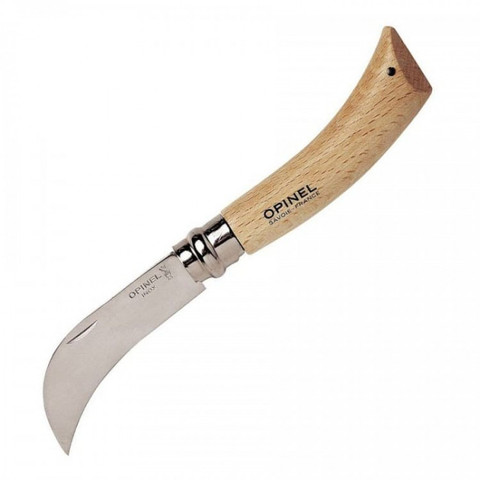 Нож садовый Opinel №8, нержавеющая сталь, с изогнутым лезвием, блистер