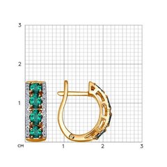 3020431 - Серьги из золота 585 пробы с бриллиантами и изумрудами