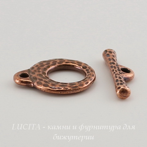 Замок - тоггл из 2х частей TierraCast 16х13 мм, 18х5 мм (цвет-античная медь) ()