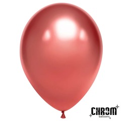 Шар К 10''/25 см, Хром, Розово-красный, 50 шт.