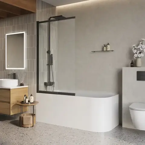 BelBagno Luce LUCE-VF-11-90/145-P-NERO Душевая шторка на ванну, цвет: чёрный