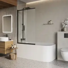 BelBagno Luce LUCE-VF-11-90/145-P-NERO Душевая шторка на ванну, цвет: чёрный фото
