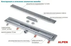 Трап линейный для пола, боковой слив, титан MCH CH850/50KN1TI