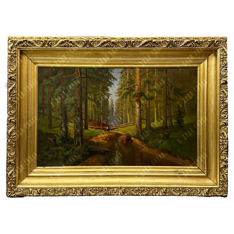 Бабадин Валериан Витальевич. Ручей в лесу. Холст, масло. 1915 г.