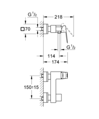 Смеситель для душа GROHE Eurocube, хром (23145000)