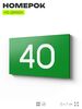 Табличка с номером 40 на дверь квартиры, для офиса, кабинета, аудитории, склада, зеленая 120х70 мм, Айдентика Технолоджи