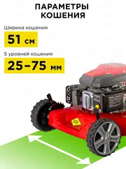 Газонокосилка бензиновая DDE LM 51 Pro (4,5 л.с., шир., 51 см, выс., 25-75 мм) (246-623)