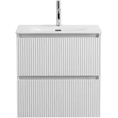 BelBagno UNO-MINI-500-2C-SO-BO База под раковину подвесная с фрезерованными ручками по всей длине фасада с двумя выкатн. ящ., Bianco Opaco,500x395x608 фото