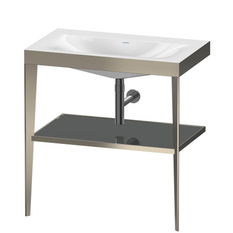 Duravit XViu XV4715NB189 Консоль напольная, 850x800x480мм с полкой, с раковиной без перелива, без отв., цвет: champagne matt/flannel grey high gloss lacquer