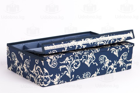 Большой складной органайзер, 24 ячейки, 46*31*12 см (темно-синий с узорами)