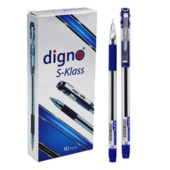 
          Ручка шариковая, масляная, Digno, синие чернила, серия "S-KLASS", прозрачный корпус, 10 шт