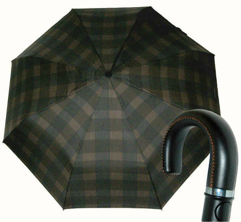 Купить онлайн Зонт складной Maison Perletti 16216-brown Scottish crook в магазине Зонтофф.