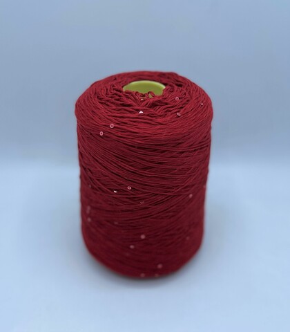 Zegna Baruffa (пр.Италия),art-Cotone 300м/100гр,100%Хлопок+пайетка, цвет-Красный. арт.23480