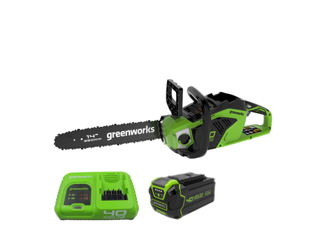 Аккумуляторная цепная пила Greenworks GD40CS15K5, 40v, 35 см, АКБ 5 А·ч и быстрое ЗУ