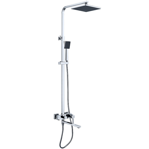 Lemark Tropic LM7004CS Душевая система с верхним душем 22х22 см и поворотным изливом-переключателем 30 см, регулируемая высота 1,1~1,7м, латунь/хром