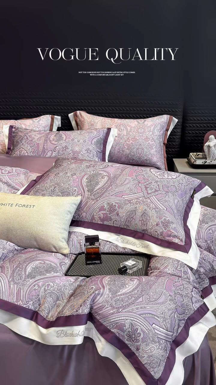 ZEPHYR HOME КПБ Двуспальный 65%Тенсель 35%Хлопок Сиренево-Розовые Узоры