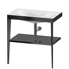 Duravit XViu XV4715NB240 Консоль напольная, 850x800x480мм с полкой, с раковиной без перелива, без отв., цвет: black matt/black high gloss lacquer фото
