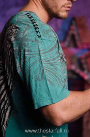 Affliction | Футболка мужская Winged Dagger V-Neck T-Shirt A2840 рукав