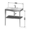 Duravit XViu XV4715NB240 Консоль напольная, 850x800x480мм с полкой, с раковиной без перелива, без отв., цвет: black matt/black high gloss lacquer