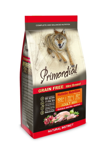 PRIMORDIAL MINI ADULT сухой корм для собак мелких пород беззерновой (перепелка,утка) 2 кг
