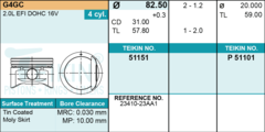 ПОРШЕНЬ 0,5 TUCSON JM, SPORTAGE KM BETA G4GC TEIKIN 82,5 1,2-1,2-2,0 (+ПАЛЕЦ) (ТОНКИЕ КОЛЬЦА)