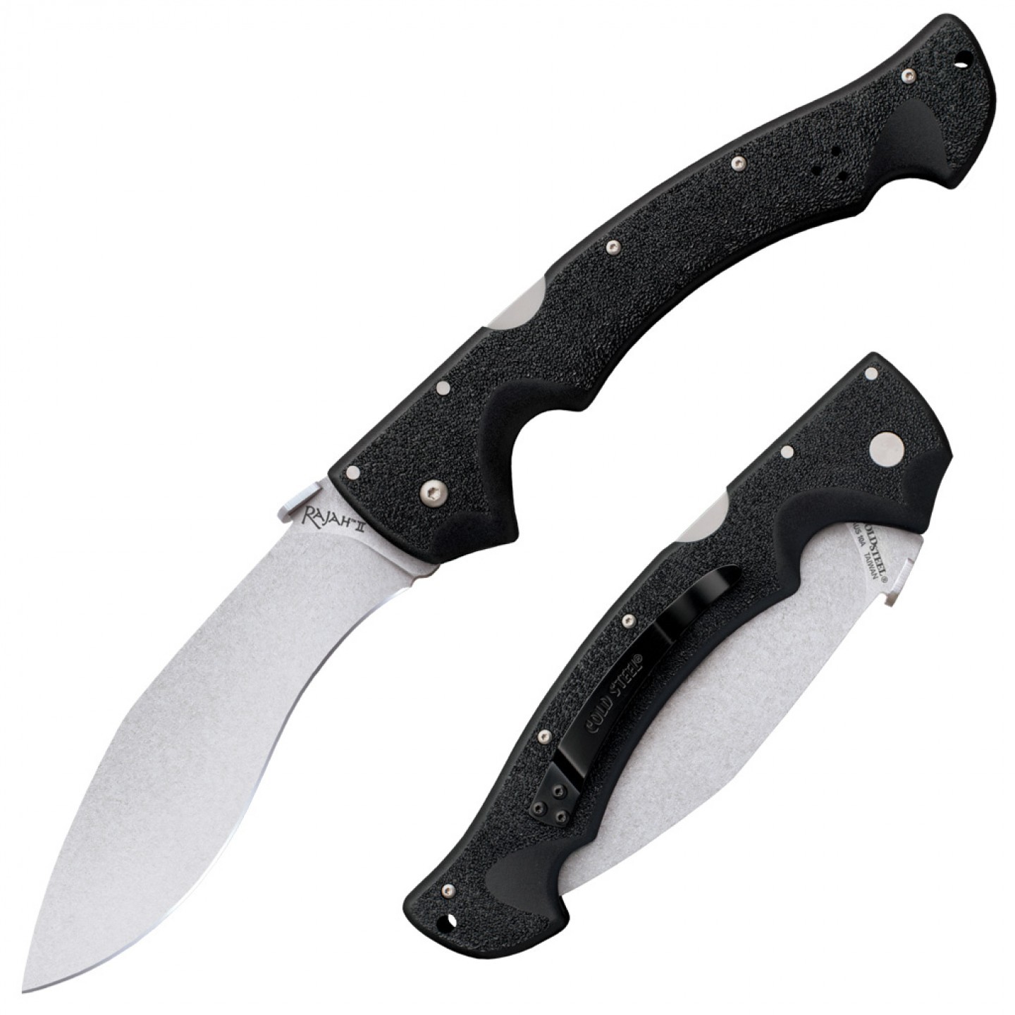 Нож складной Cold Steel Rajah II, сталь Aus-10A, рукоять Griv-Ex, черный