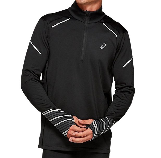 Asics Lite-show Winter 1/2 Zip Top рубашка для бега мужская черная