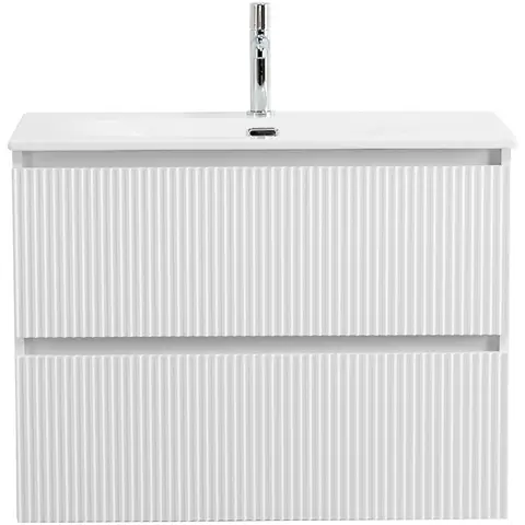 BelBagno UNO-900-2C-SO-BO База под раковину подвесная с фрезерованными ручками по всей длине фасада с двумя выкатными ящиками, Bianco Opaco, 900x455x608