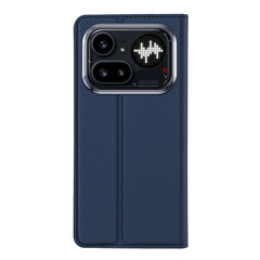Чехол книжка из кожи синего цвета для Nothing Phone 4a Pro, серия Skin Pro Series от Dux Ducis