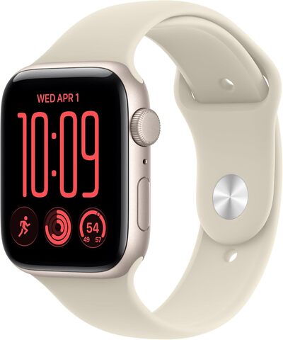 Умные часы Apple Watch SE 3 44 мм из алюминия цвета «сияющая звезда», спортивный ремешок цвета «песочный» (S/M)