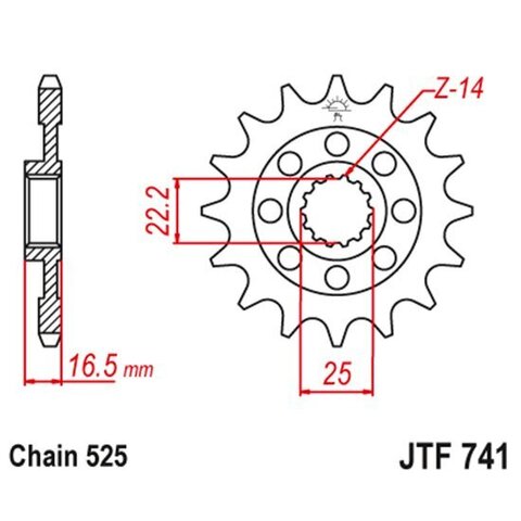 Звезда передняя JTF741.15RB под 525 цепь, 15 зубов