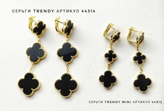 Cерьги Trendy из серебра в лимонной позолоте с агатами-3 мотива