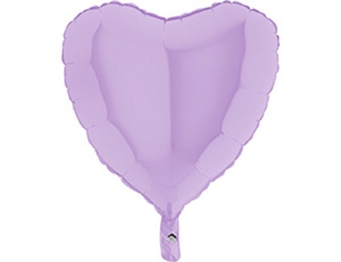 Шар Г 18''/46 см, Сердце, Матовый, Сиреневый (Lilac), 1 шт