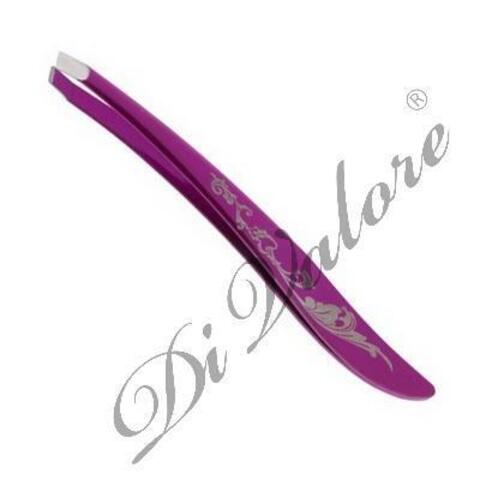 Di Valore 103-020C Пинцет для бровей, дл. 9,1см, со скошенными кончиками, БОРДОВЫЙ с узором