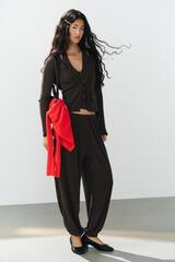 ZARA КОМБИНИРОВАННЫЙ ТОП С ЭФФЕКТОМ МНОГОСЛОЙНОСТИ, КОРИЧНЕВЫЙ МЕЛАНЖ