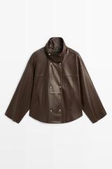 Massimo Dutti Кожаная куртка из наппы с застежкой на планку, коричневый