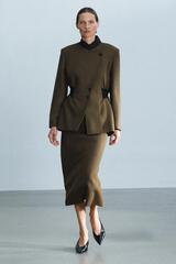 ZARA ЮБКА ПРЯМОГО КРОЯ ИЗ 100% ШЕРСТИ — ZW COLLECTION, ПЫЛЬНЫЙ ХАКИ