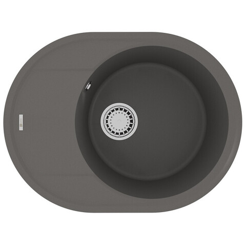 Lemark Lacha 9910053 Кухонная мойка 620 врезная овальная с крылом из кварцгранита цвет: Серый шёлк