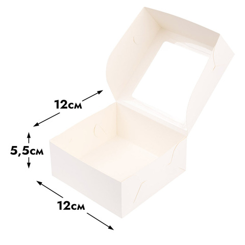 Коробка белая с окном 12*12*5,5 см
