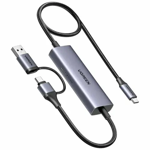 Карта видеозахвата UGREEN CM725 (65856) USB-C Video Capture 4K@30Hz Card,  серый космос