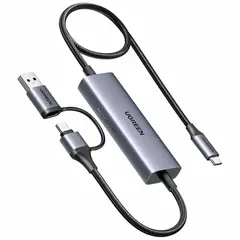 Карта видеозахвата UGREEN CM725 (65856) USB-C Video Capture 4K@30Hz Card,  серый космос