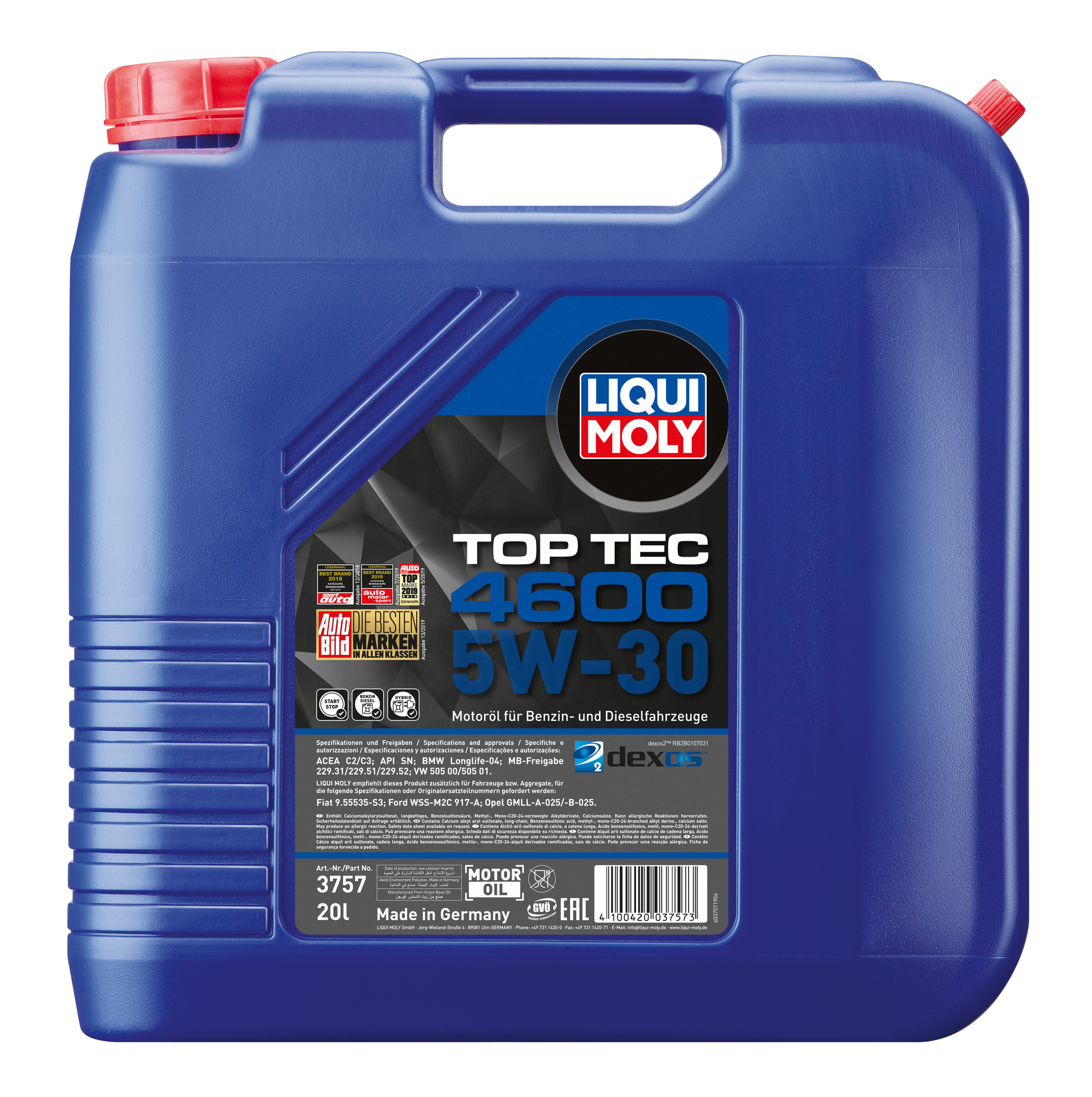 Масло моторное LIQUI MOLY Top Tec 4600 5W-30 НС-синтетическое 20л