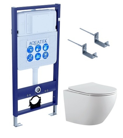 Aquatek Европа Set AQUATEK ЕВРОПА-KKI2 Инсталляция с унитазом, цвет: белый