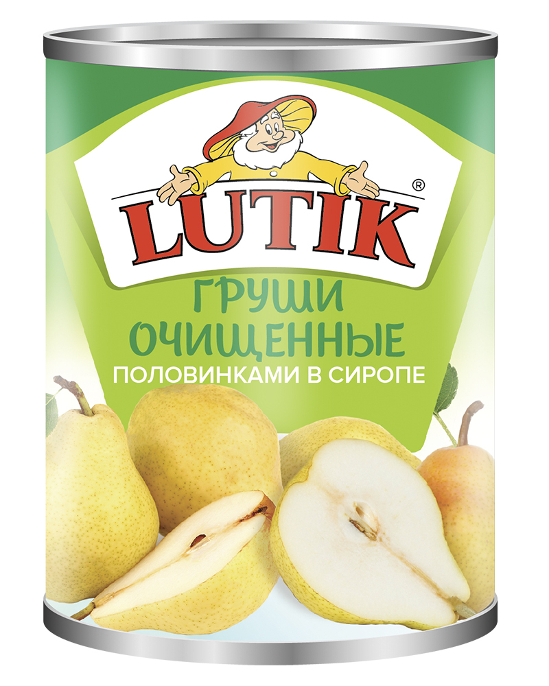 Груши Lutik очищенные в сиропе, 850 мл.