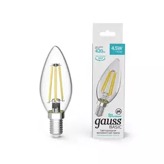 Лампа Gauss LED Filament Basic Свеча 4,5W Е14 420lm 4100К 1031215